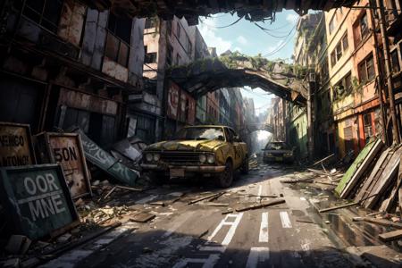 00292-8k realistic vray HDR  6000K   on a post-apocalyptic collapsed tunnel blocked entrance abandoned car hanging traffic sig 2023-07-20-0000.png